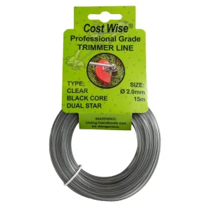 15m Dual Core Twisted Black Star Trimmer Line, 2mm