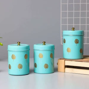 Dudki Stainless Steel Canister Set of 3 | Stainless Steel Storage Box Aqua