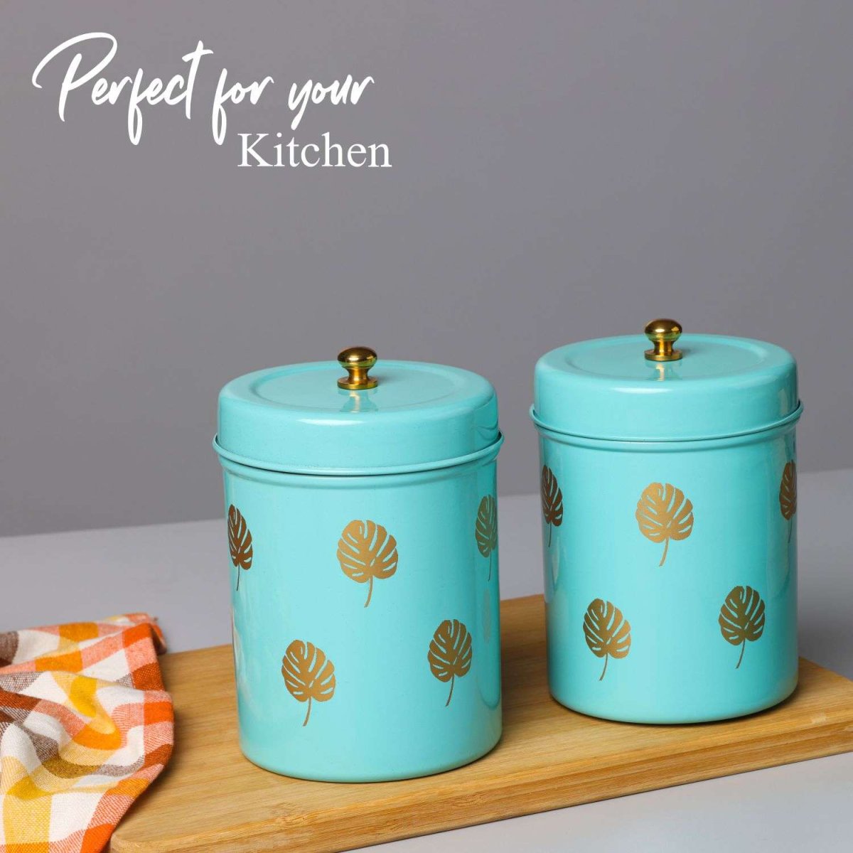 Dudki Stainless Steel Canister Set of 3 | Stainless Steel Storage Box Aqua - Image 4