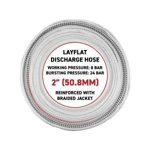 2" Lined Lay Flat Discharge Hose, 8-24 BAR