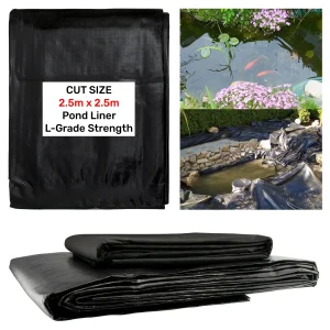 200gsm Black Flexible Pond Liner with Underlay, 2.5m x 2.5m